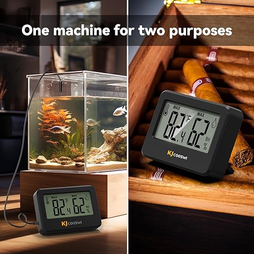 3PCS Mini Digital Hygrometer and Thermometer Reptile Thermometer with Extend Probe (Only Temperature) Indoor Temp and Humidity Meter with Magnet