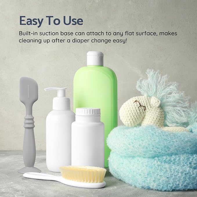 3 Packs Silicone Diaper Cream Applicator with Suction Base, Diaper Cream Spatula Applicator for Babies, Soft Silicone Diaper Cream Brush (Sage/Ether/Natural)