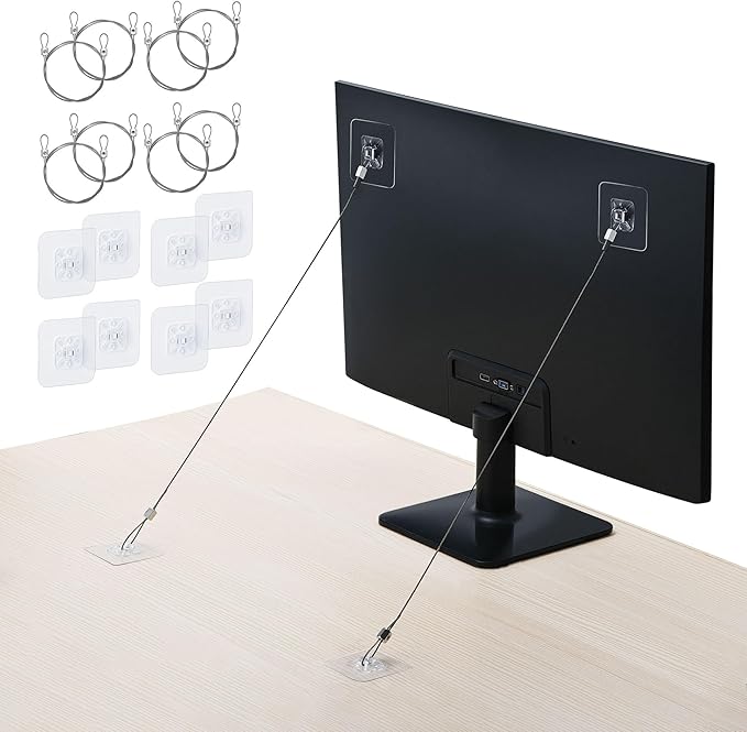 8 Pack 40" TV Safety Stainless Steel Straps Adjustable, Adhesive Anti-Tip Furniture Anchor for Flat Screen, TV and Furniture Safety Straps for Baby Proofing