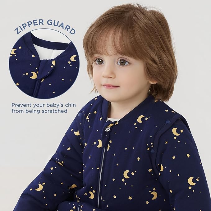 Duomiaomiao 3.5 TOG Baby Sleep Sack 100% Cotton Winter Long Sleeve Baby Wearable Blanket, Super Warm Quilted Comfy Toddler Sleeping Sack