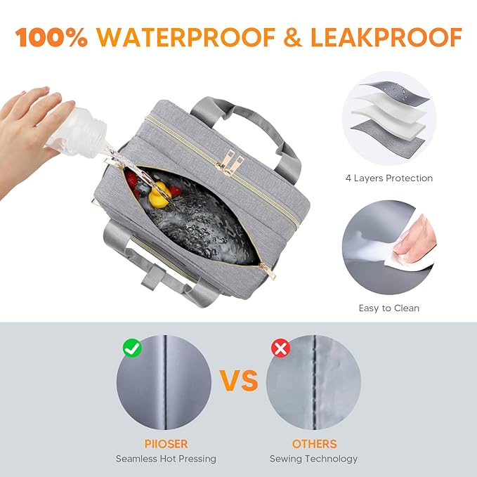 PIIOSER Breastmilk Cooler Bag with Ice Pack, Compatible with Wearable Breast Pumps & Accessories - Portable Pumps Carrying Case for Nursing & Working Moms (Grey-Small)