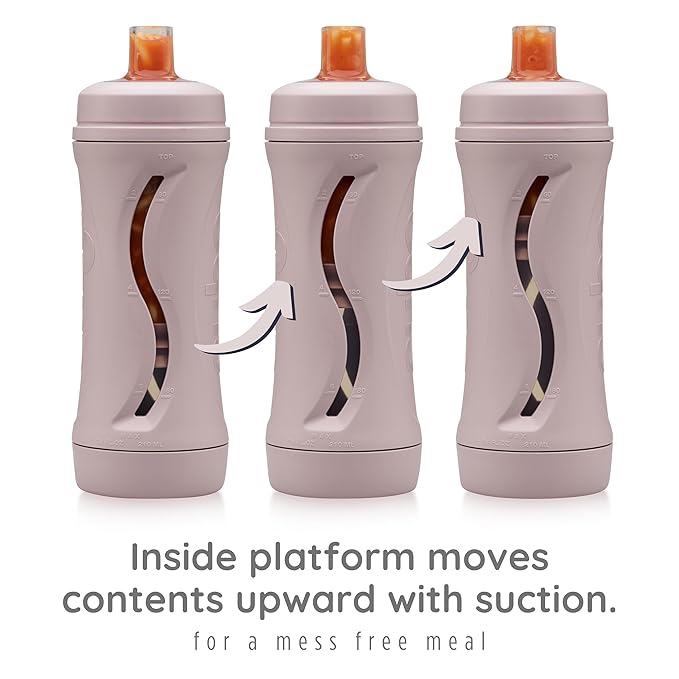 Subo Baby Food Bottle | No Mess Baby Toddler Self Feeder | Squeeze Free Design for Purees, Smoothies, Yogurt, Oatmeal, or Thickened Liquids | Reusable Silicone Washable Cup (Musk)