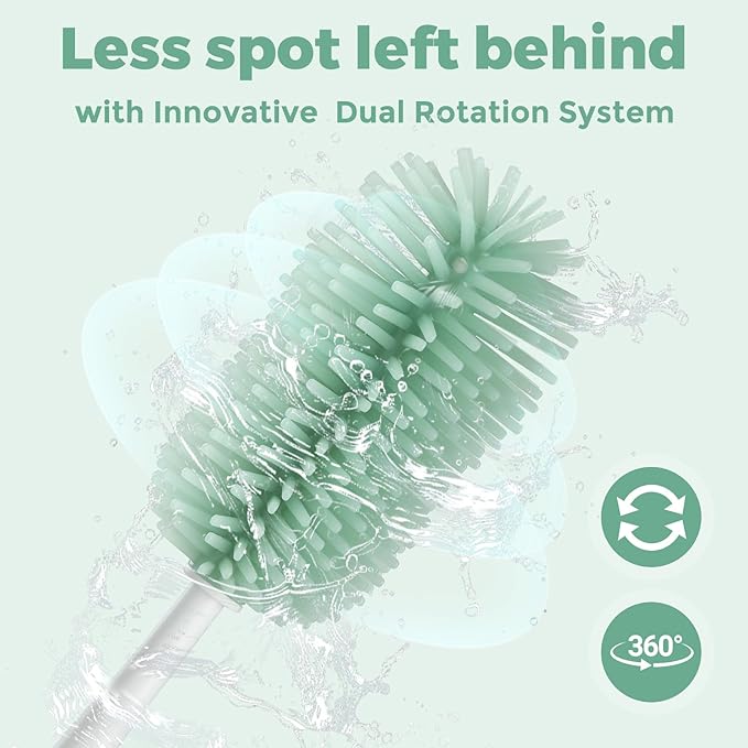 Momcozy 7 in 1 Electric Bottle Brush Kit, Portable Cleaning Set with Formula Mixer, Silicone Brush, Nipple Brush, Straw Brush, Soap Dispenser, Drying Rack - Long Battery Life for Home & Travel