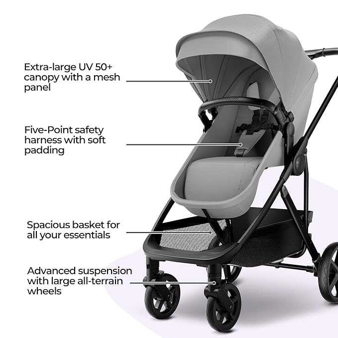 MAMA & BABY Rovee 2-in-1 Baby Stroller, Convertible Infant & Toddler Stroller with Reversible Seat, Large UPF 50+ Sun Canopy, Foldable Stroller with Shock-Absorbing Wheels & Storage Basket