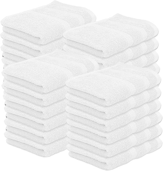Kaufman - Washcloths for Bathroom, Spa, Gym, and Face Towel 100% Cotton Ring Spun, Ultra Soft Feel and Highly Absorbent Fingertip Towels (24, White)