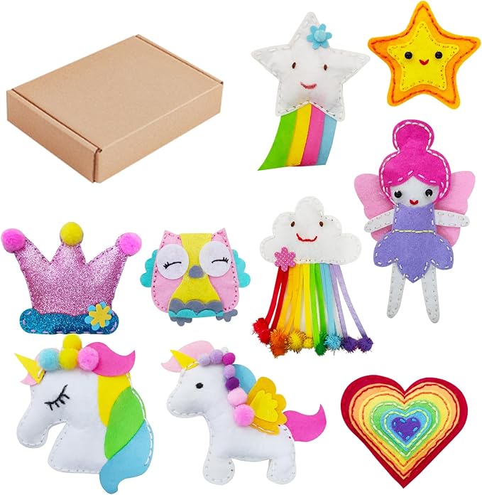 FYXGZZH Kids Beginner Sewing Kit – DIY Stuffed Craft Set with Pre-Cut Felt, Plastic Needle & Embroidery Thread, Educational Arts & Crafts for Boys & Girls Ages 6-12