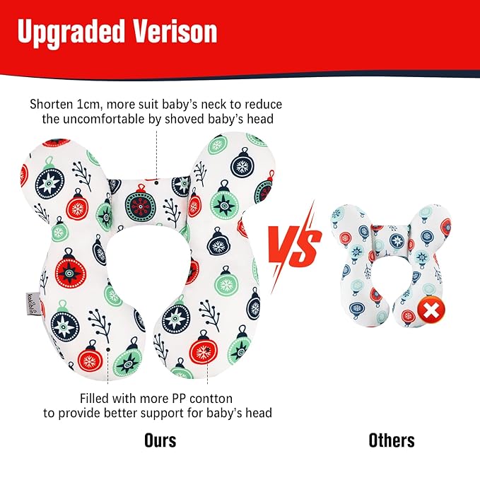 KAKIBLIN Baby Travel Pillow for Head and Neck, Upgraded Head Support Pillow, Baby Neck Pillows for Car Seat,Pushchair,Travel,(Cross)