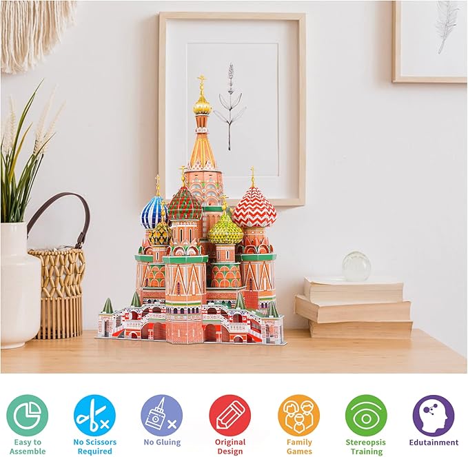 3D Puzzles for Adults & Kids St. Basil's Cathedral Building Set, Russia Cathedral Architecture Craft Model Kits, Educational 3D Jigsaw Puzzle Toy Birthday for Teens Boys Girls, 231 PCS