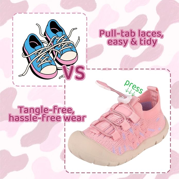 Baby First-Walking Shoes 1-4 Years Kid Shoes Trainers Toddler Infant Boys Girls Soft Sole Non Slip Cotton Canvas Mesh Breathable Lightweight TPR Material Slip-on Sneakers Outdoor