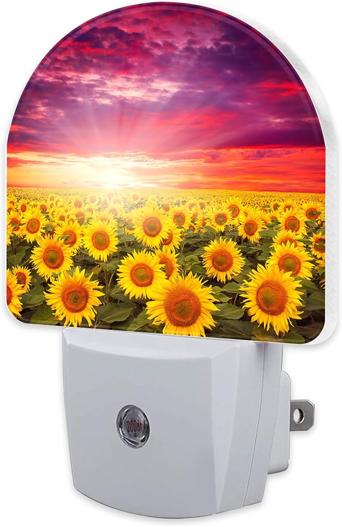 Sunflowers with Sunset Night Light for Kids,Blooming Summer Sunflowers Night Light Plug in with Dusk to Dawn Sensor,0.5w Energy Saving Nightlight for Hallway Stairway Kitchen Bedroom
