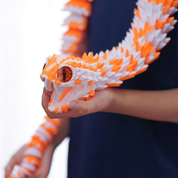 47.5inch Super Large 3D Printed Snake Models,Movable Teeth,Flexible Joint Animal lacertid Figurines, Stress Relief, Fidget restlessness, ADHD Toys, Surprise Fantasy Gifts (WO/47.5inch)