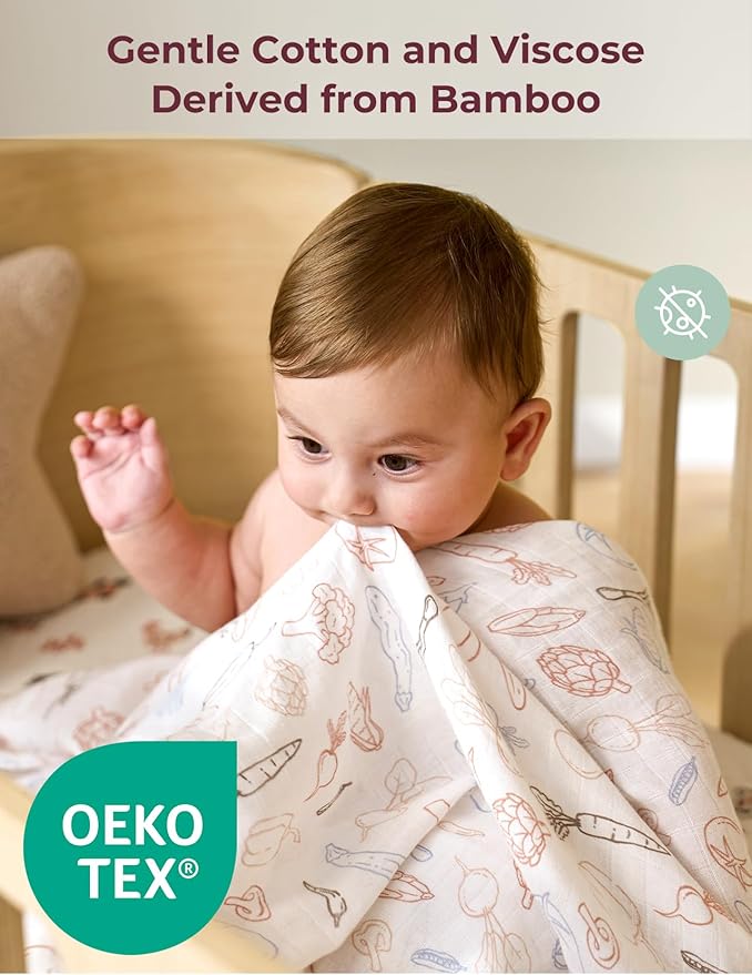 Momcozy Muslin Best Wishes Swaddle Blankets, Ultra Soft Neutral Registry Essentials, Pasture Pals & Pumpkin Dreams, Breathable Large 47'' x 47'' Newborn Boys Girls Receiving Blanket