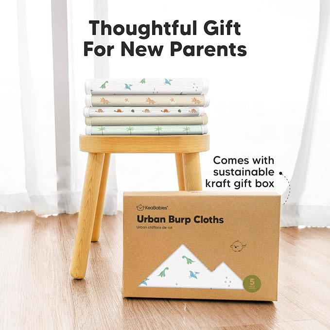 Organic Burp Cloths Baby Boy & Girl - 5-Pack Super Absorbent Cotton Burping Cloths for Babies, Soft & Plush Newborn Spit Up Rags, Infant Towels for Milk Spit Up, Unisex, Large 21" x 10" (Roarsome)