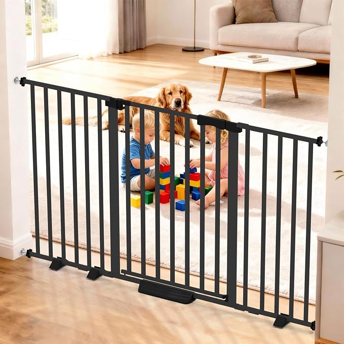 41" Extra Tall Baby Gate for Big Dog No Jumping Over, 30-32.6" Wide Pet Safety Gate Indoor for Doorways No Drilling,Auto Close Child Puppy Gates for Stairways Pressure Mounted (Black)