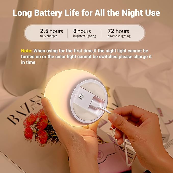 Cute Kids Night Light Night Lamp Night Lights for Kids Bedroom Toddler Baby Portable Silicone Battery Led Nightlight Nursery(Egg)