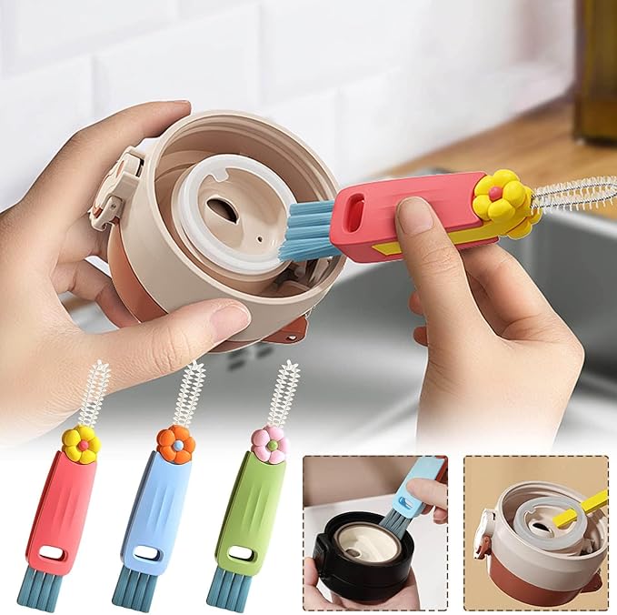 3 in 1 Cup Lid Cleaning Brush Set - Multifunctional Bottle & Cup Cleaner for Tight Spaces (3PCS)