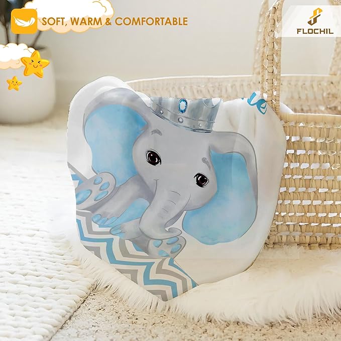 Personalized Baby Blankets, Custom Baby Blanket - Baby Blanket with Name for Boys, Best Gift for Baby, Newborn Elephants Flush Fleece (30x40) (Elephants 2)