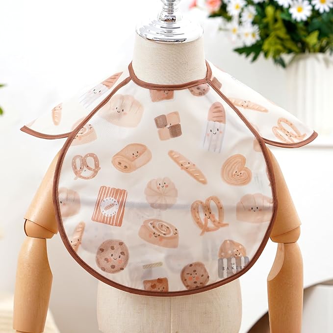 Feeding Bibs for Baby,3 Pack-Waterproof & Easy Clean Feeding Bibs for Toddlers & Infant,Reversible Pockets