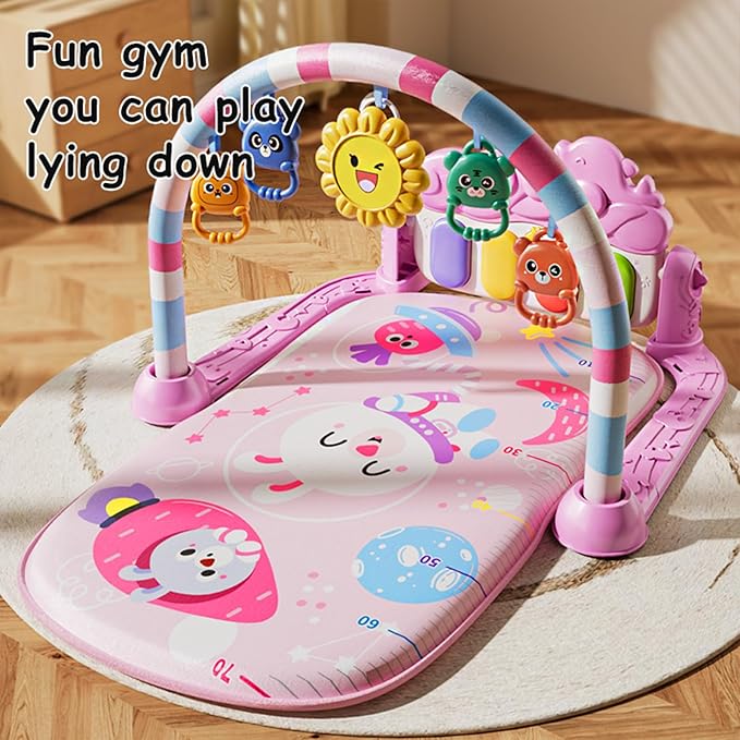 Baby Play Mat Baby Gym,Play Piano Tummy Time Baby Activity Mat, Music and Lights Boy & Girl for Newborn 0 to 3 6 9 12 Months