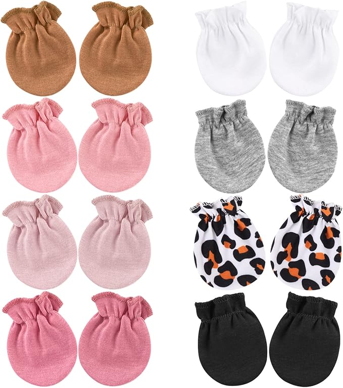 Newborn Baby Mittens No Scratch Cotton Elastic Wrist Gloves Infant Toddler Mittens for Baby Boy Girl 0-6 Months