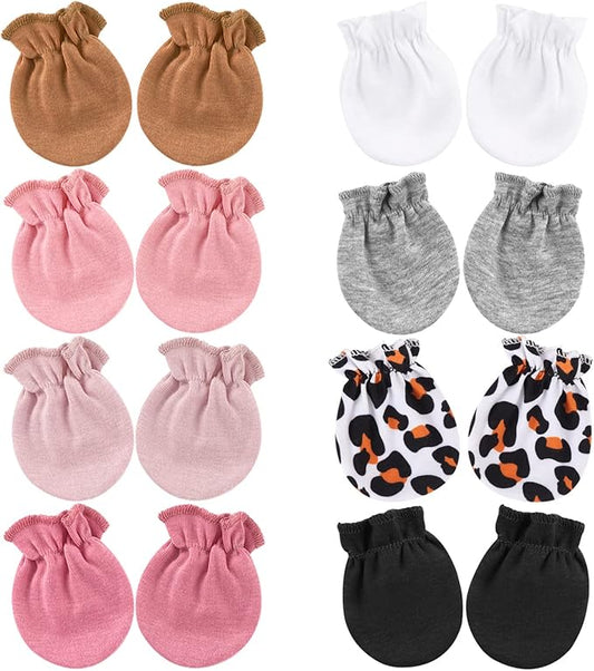 Newborn Baby Mittens No Scratch Cotton Elastic Wrist Gloves Infant Toddler Mittens for Baby Boy Girl 0-6 Months
