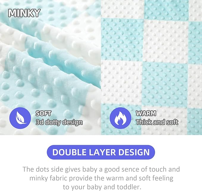 iEvolve Baby Nursery Bed Blankets Ultra Soft Double Layer Mini Blanket Minky Blanket Receiving Blankets Shower Gifts(Blue,30 * 47in)