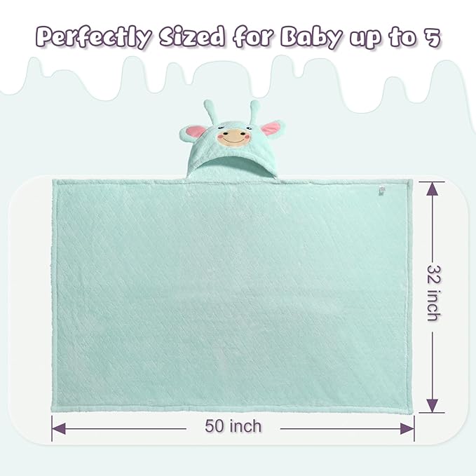 Baby Hooded Towel Toddlers, 50 x 32 Inch Large Toddler Towel Hooded Set,2-Pack Thick Animal Bath Towels,Ultra Absorbent for Kids Cozy and Warm-Bath Essential Green Giraffe and Pink Pig