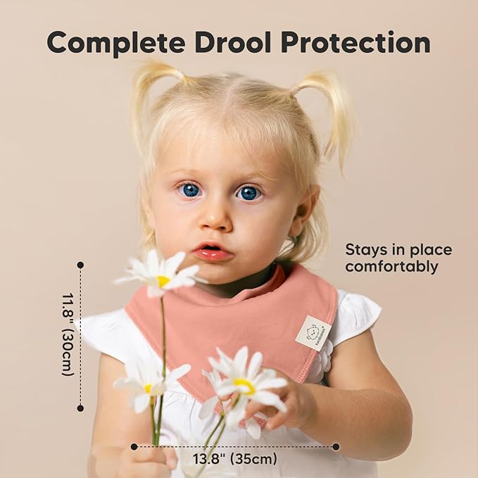 8-Pack Organic Baby Bandana Bibs for Girls - Super Absorbent Triangle Baby Bibs for Drooling and Teething Infant, 100% Cotton Extra Soft for Newborn, Infant 0-36 Months (Lilac)