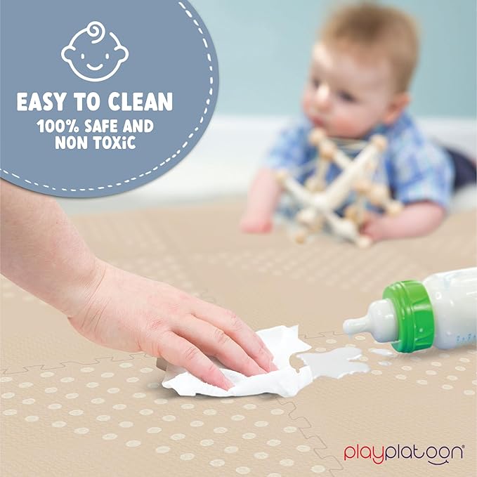 Play Platoon Large Baby Play Mat for Floor 9 Tile 72 x 72 in - Extra-Thick Interlocking Foam Tiles 24 x 24 in - Soft Puzzle Mats for Playroom - Neutral Playmat Rug for Kids - Triangle