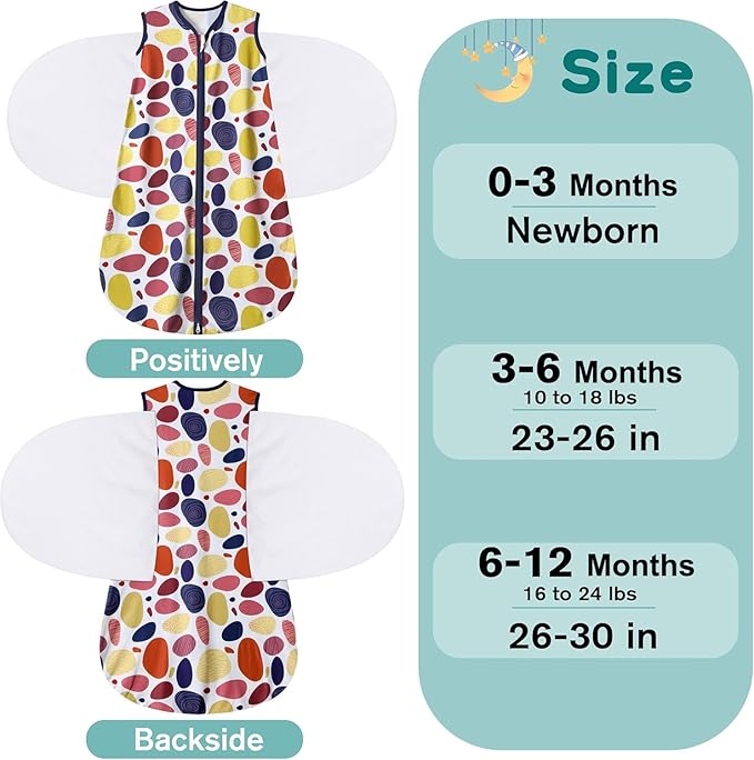 Newborn Sleep Sack Baby Swaddle,3-Way Adjustable Wearable Blanket,100% Rayon Cotton Swaddling Sleeping Bag，TOG 0.5 (Leopard & Cobble, 6-12 Months)