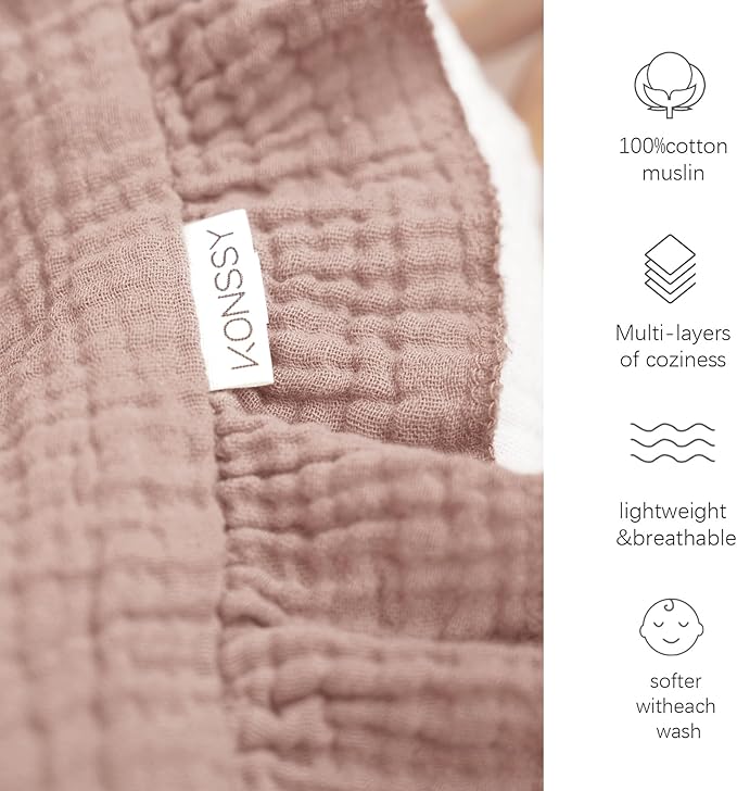 Konssy Flounce Muslin Baby Blankets, Cotton Crib Blanket for Baby Infant Toddler, Super Soft and Lightweight Nursery Blankets 40"x36" (Butterfly Dreams)