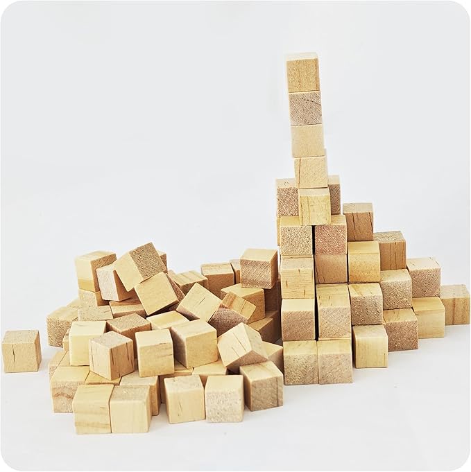 220Pcs 1cm Unfinished Wood Cubes, 0.39” Natural Square Wooden Blocks for Math Counting, Crafts, and DIY Projects