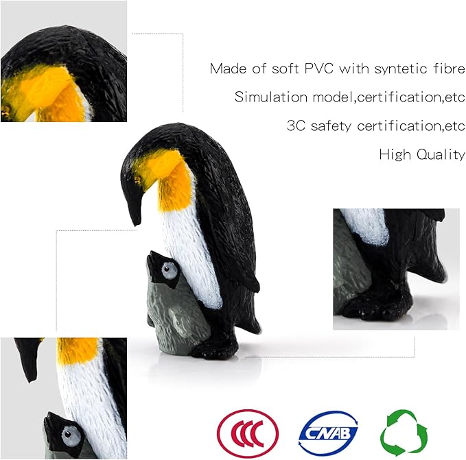 10PCS Realistic Arctic Penguin Figurines Toy Playset Winter Habitat Adventure Toys Christmas Birthday Party Supplies Decor