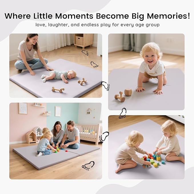 INNO STAGE Baby Play Mat 50x50 Inches, 1-Inch Thick Foam Play Mat for Babies & Kids – Extra Soft & Durable Padded Baby Mat for Floor, Non-Slip Crawling Mat for Playpen, Tummy Time, Yoga & Playroom