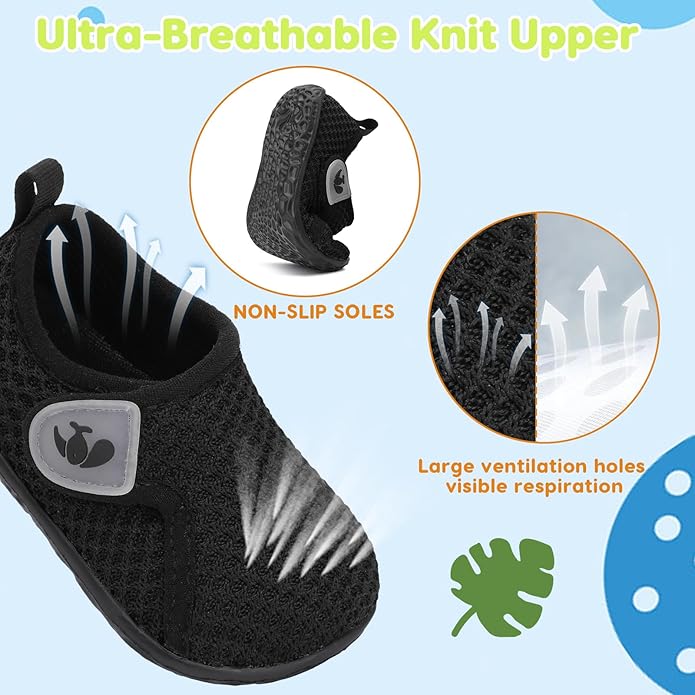 FEETCITY Baby Boys Girls First Walking Shoes Infant Sneakers Crib Shoes Breathable Lightweight Slip On Shoes