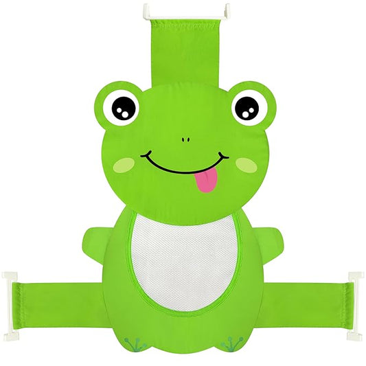 Baby Bath Seat Support Net, Quick Drying, Adjustable, Comfortable, Non-Slip, Infant Bathtub Sling Shower Mesh for a Tub, Soft Newborn Bath Mat (Green Frog)