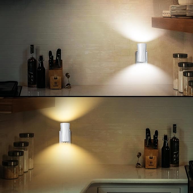 Led Night Lights Plug into Wall, 3000K/5000K Switchable, 2 Pack, Plug in Night Light, 0-100LM Dimmable Night Light, Modern Nightlights, Dusk To Dawn Sensor for Bedroom Bathroom Kitchen Stairs