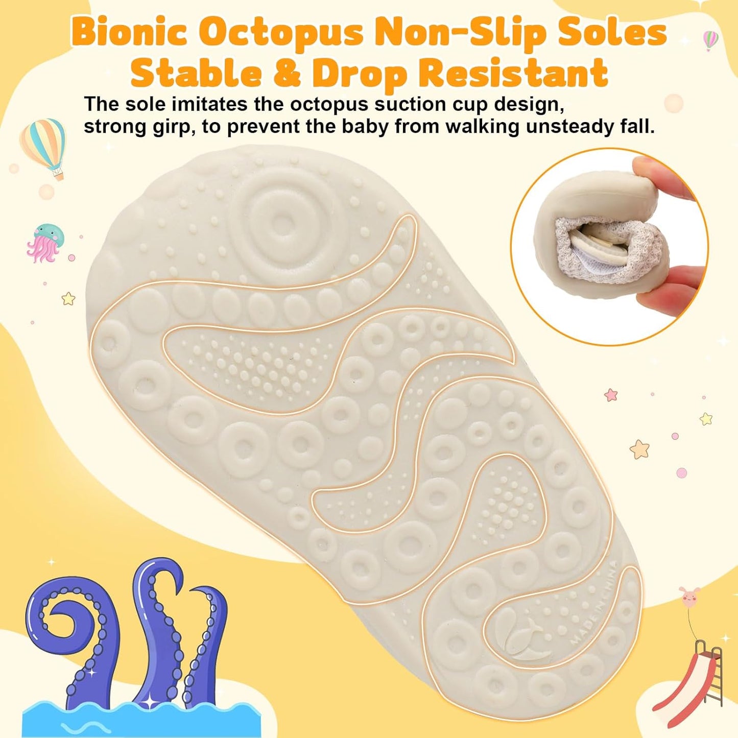 FEETCITY Baby First Walking Shoes Wide Baby Shoes Infant Sneakers Newborn Crib Shoe Barefoot Lightweight Slip On Shoe