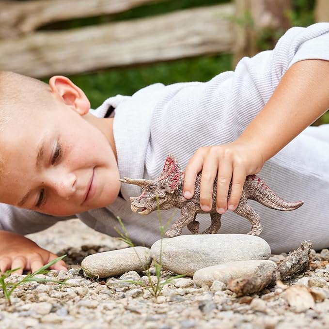 Schleich Dinosaurs - 4" Realistic Triceratops Dinosaur Figure - Educational Jurassic Dino Toy Figurine for Boys and Girls - Durable Montessori Educational Animal Toy for Kids Ages 4+ | 15000