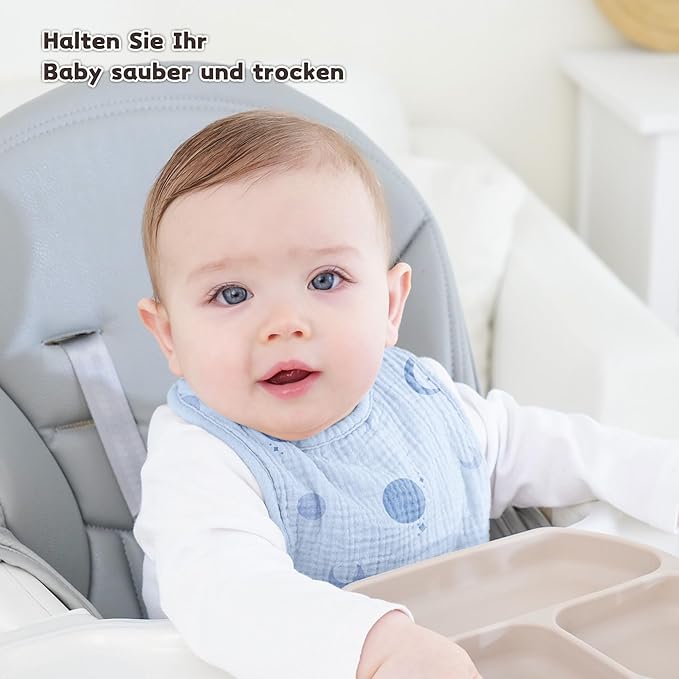 Susurration Muslin Baby Drool Bibs 6Pack Soft Square Adjustable Baby Bandana Bibs for Unisex Girls & Boys