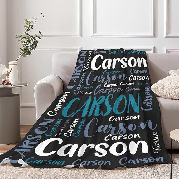 Personalized Custom Baby Blanket with Name for Girls Boys Kids Customized Flannel Blanket for Bed Nursery Room Baby Stroller