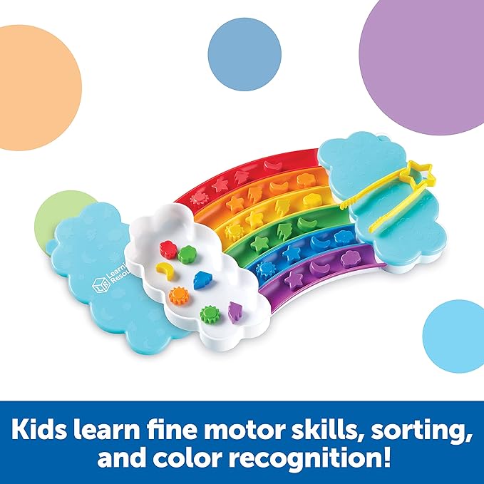 Learning Resources Rainbow Sorting Set, fine Motor, Sorting, Patterning & Addition Skills, Toddler Educational Toys, Sensory Tray