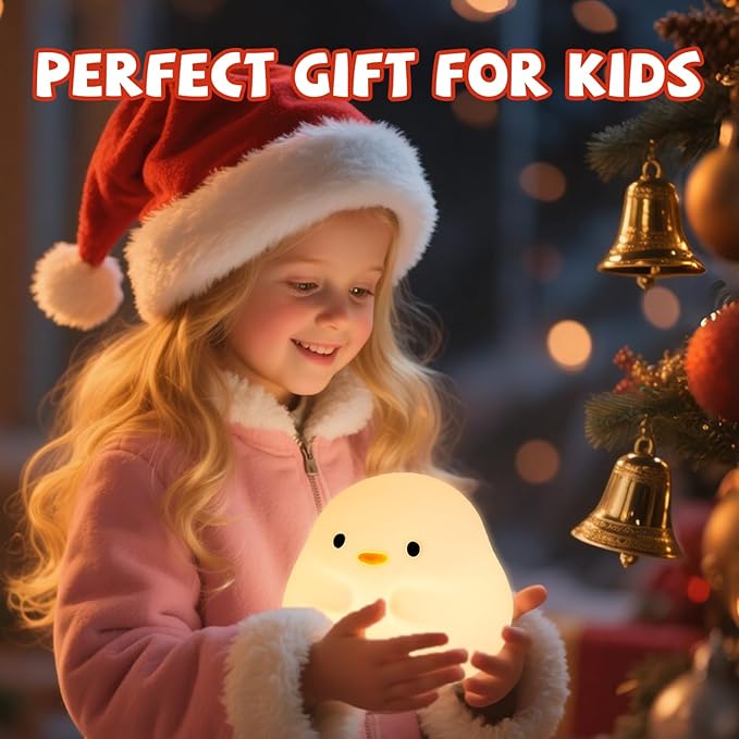 Cute Duck Night Light for Kids,Duck Squishy Lamp for Girls,Super Cute & Soft Touch Silicone Lamp for Bedrooms Nursery,Unique Kids Room Decor Gift Toy for Boys Girls Women(2 Levels)