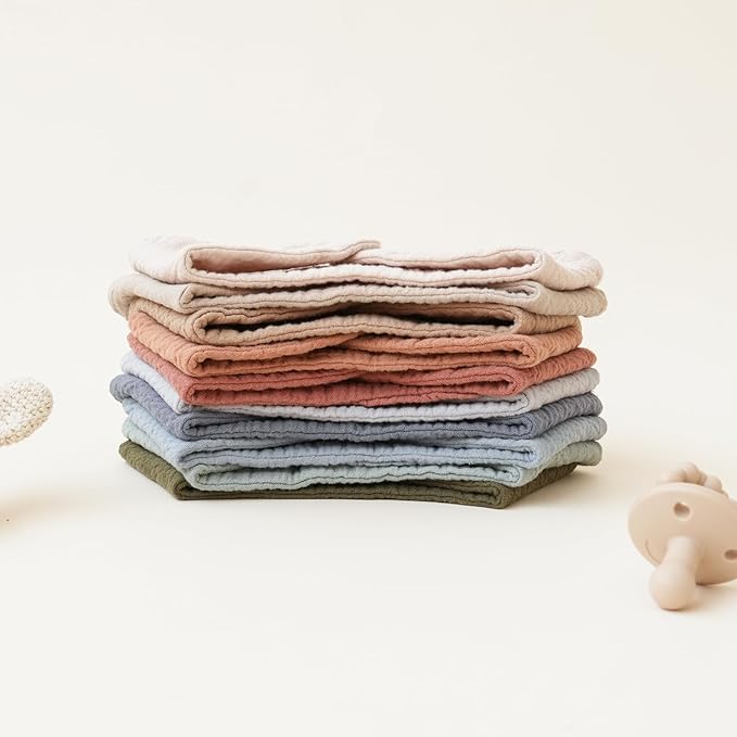 Konssy Muslin Baby Bibs 10 Pack Baby Bandana Drool Bibs 100% Cotton for Unisex Boys and Girls, Soft Absorbent Set for Teething and Drooling