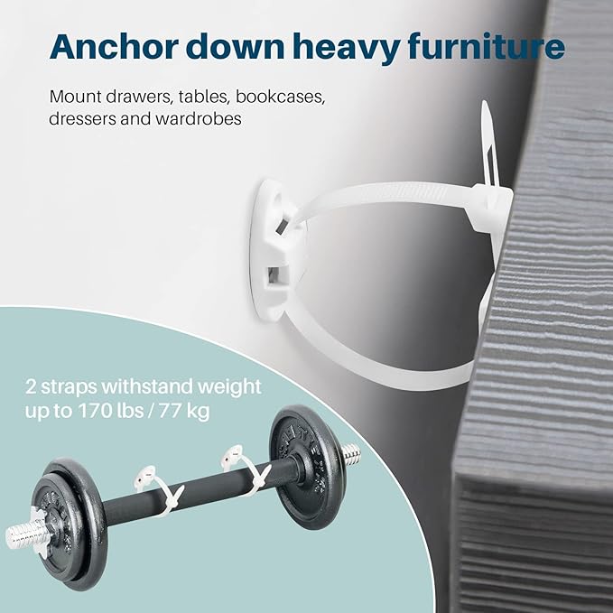 Inaya Complete 50pc Deluxe Baby Proofing Kit - Flexible Hidden Baby Locks for Cabinets and Drawers, Adjustable Child Safety Latches, Corner Guards & Furniture Anchors