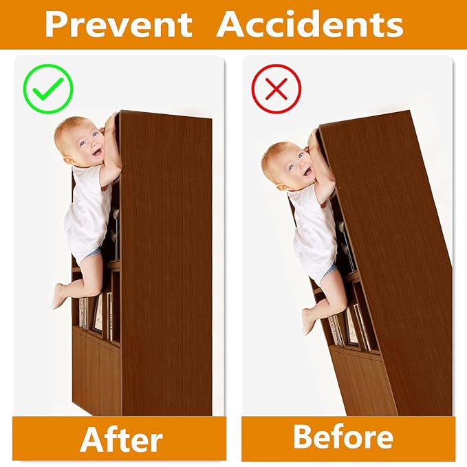 Furniture Anchors 4 Pack,Aesthetic & Invisible Once Installed,Secure 600 lbs Bookcase Dresser to Wall,Anti-Tip Furniture Safety Anchor to Childproof and Babyproof Your Home (White)