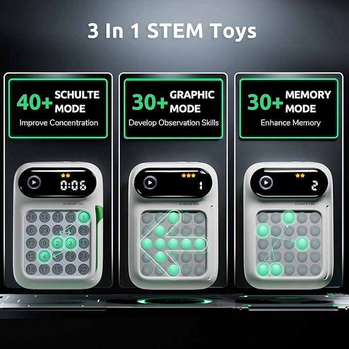 Science Can Speed Number Games, 3 in 1 Handheld Games for Kids, STEM Toys with 100 Challenges for Ages 5+, Autism Sensory Toys, Birthday Gifts for Boys & Girls 5 6 7 8 Years Old