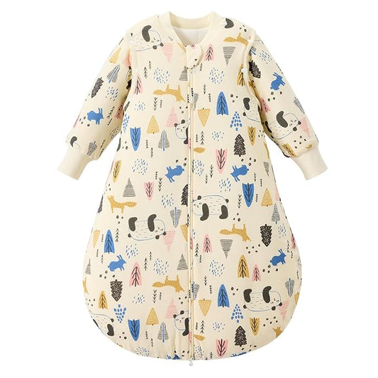 Duomiaomiao 3.5 TOG Baby Sleep Sack 100% Cotton Winter Long Sleeve Baby Wearable Blanket, Super Warm Quilted Comfy Toddler Sleeping Sack