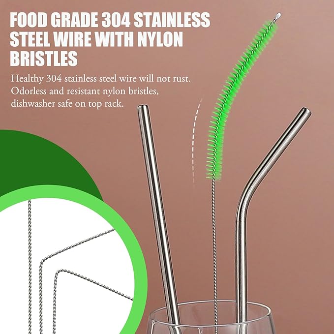 Long Straw Cleaning Brushes 10.5" Baby Bottle Cleaning Brushes,10 Different Diameter Bottle Brush,Detachable Clip Home Bottle Cleaning Brushes for Sippy Cup,Water Bottle,Teapot,Espresso Machines