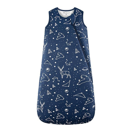 Mosebears Unisex Rayon Made from Bamboo Sleep Sack with 2-Way Zipper,2.5 Tog Baby Winter Sleep Sack(Navy Blue,6-18 Months)